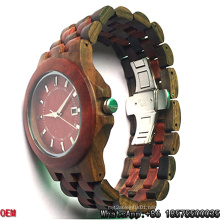 Top-Quality Red Sandalwood and Black Wood Quartz Watches Hl01